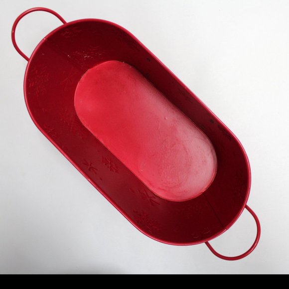 Metal Red White & Black Winter Christmas Basket Tin with Handles by Celebrate It - Picture 7 of 14